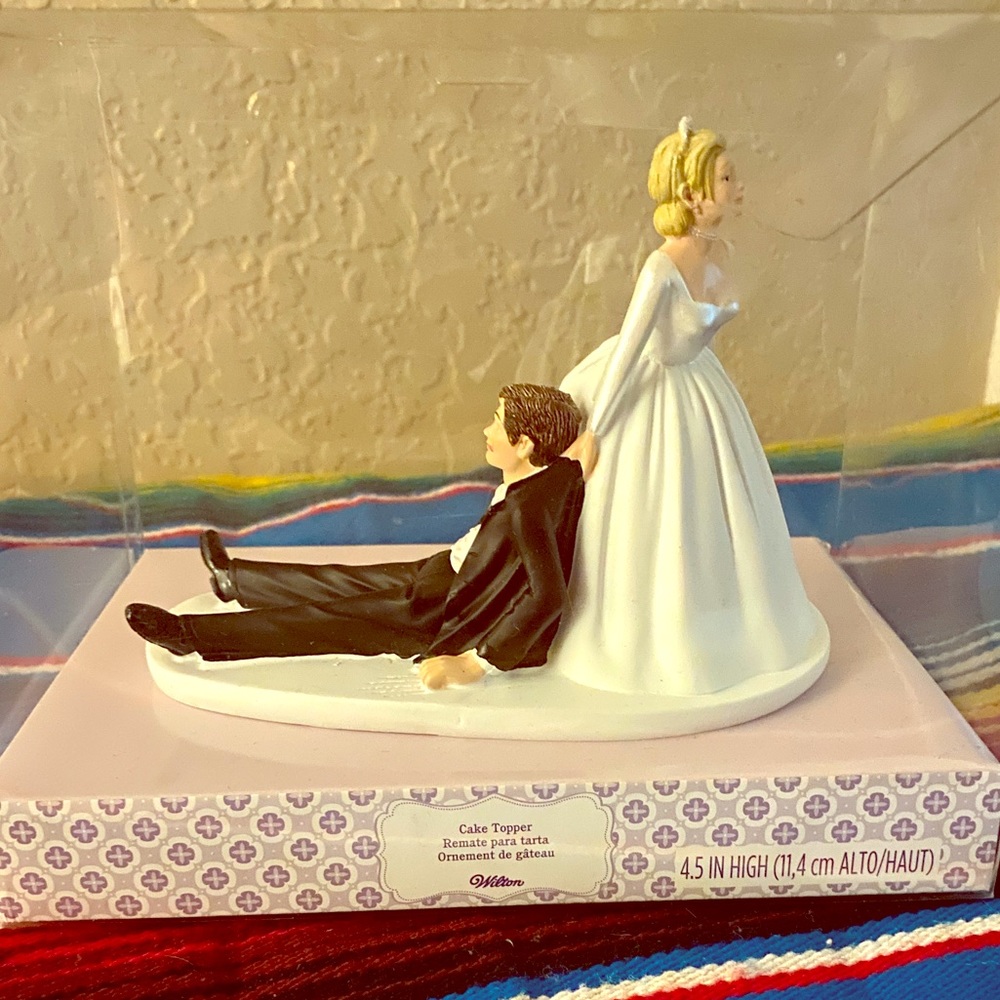 Bride Pulling Groom Cake Topper